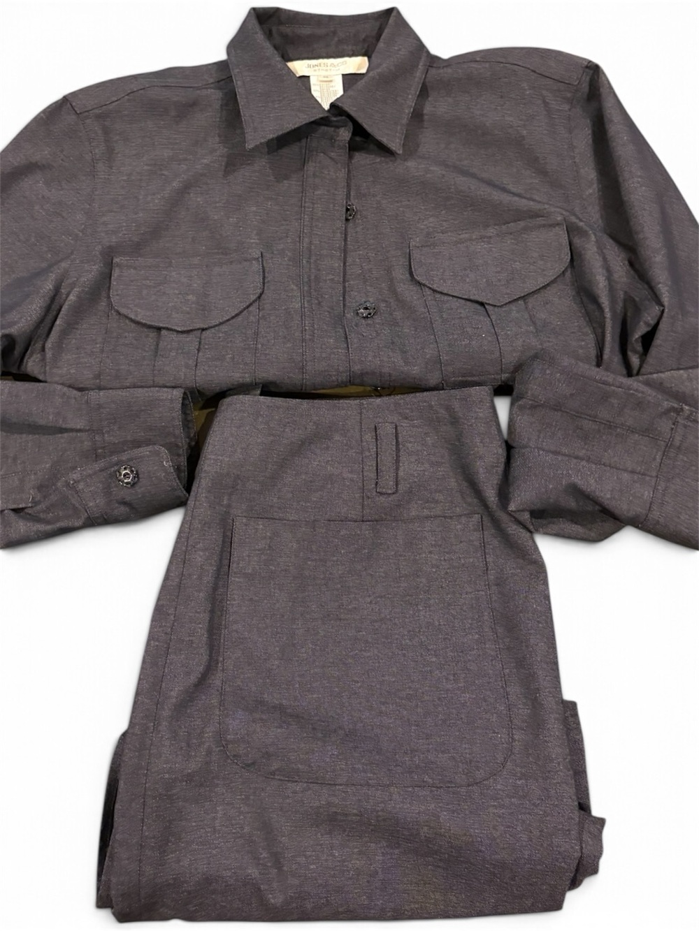 Jones And Co. Vintage Denim Look Shirt Medium  And Skirt Size 8